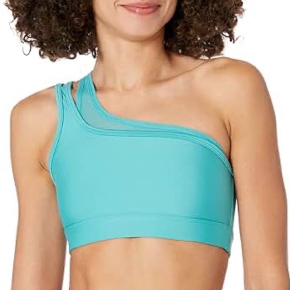 ALO Yoga Turquoise One-Shoulder Sports Bra
